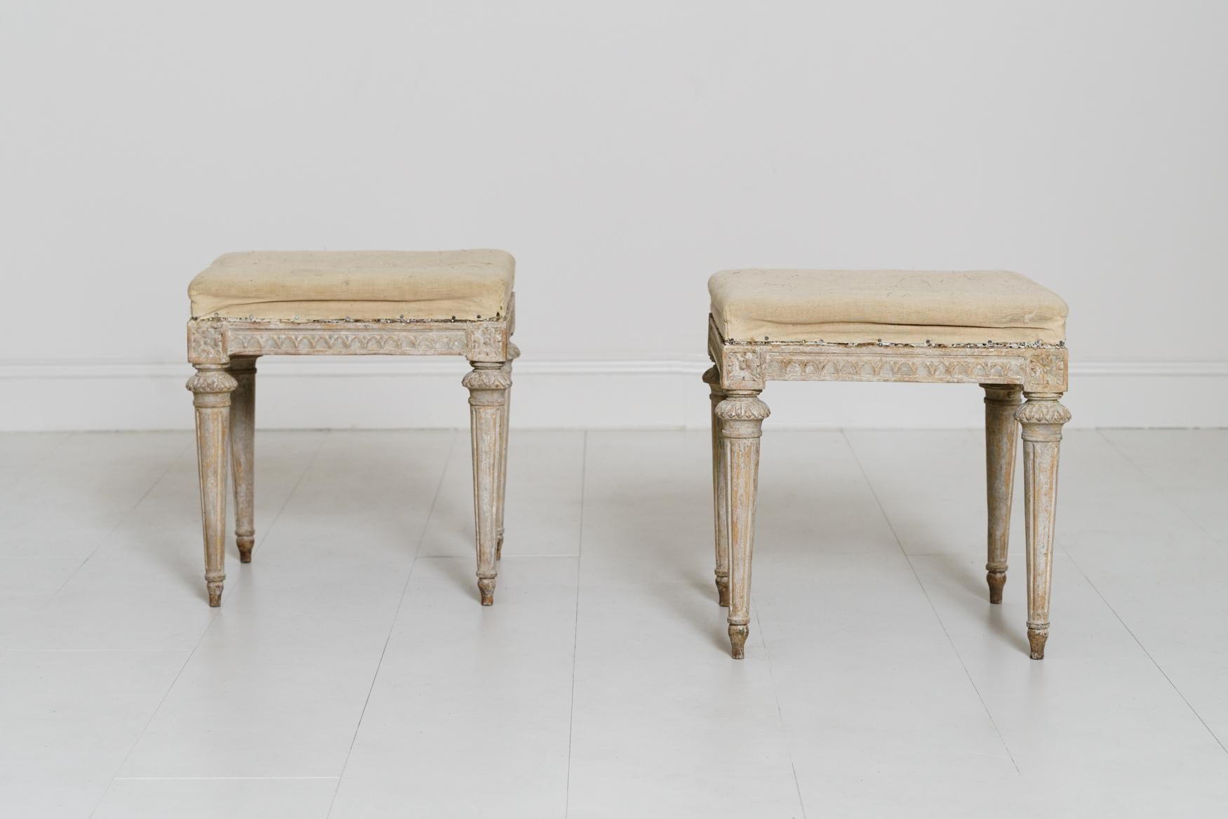 18th Century Pair of Swedish Gustavian Period Foot Stools or Benches 1