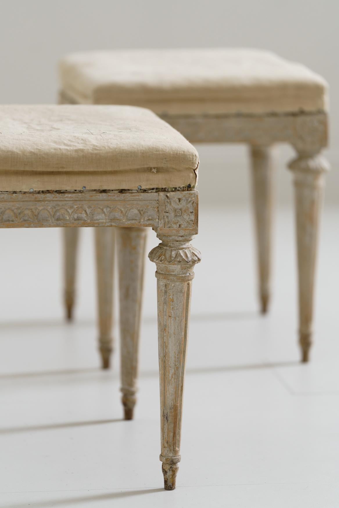 18th Century Pair of Swedish Gustavian Period Foot Stools or Benches 3