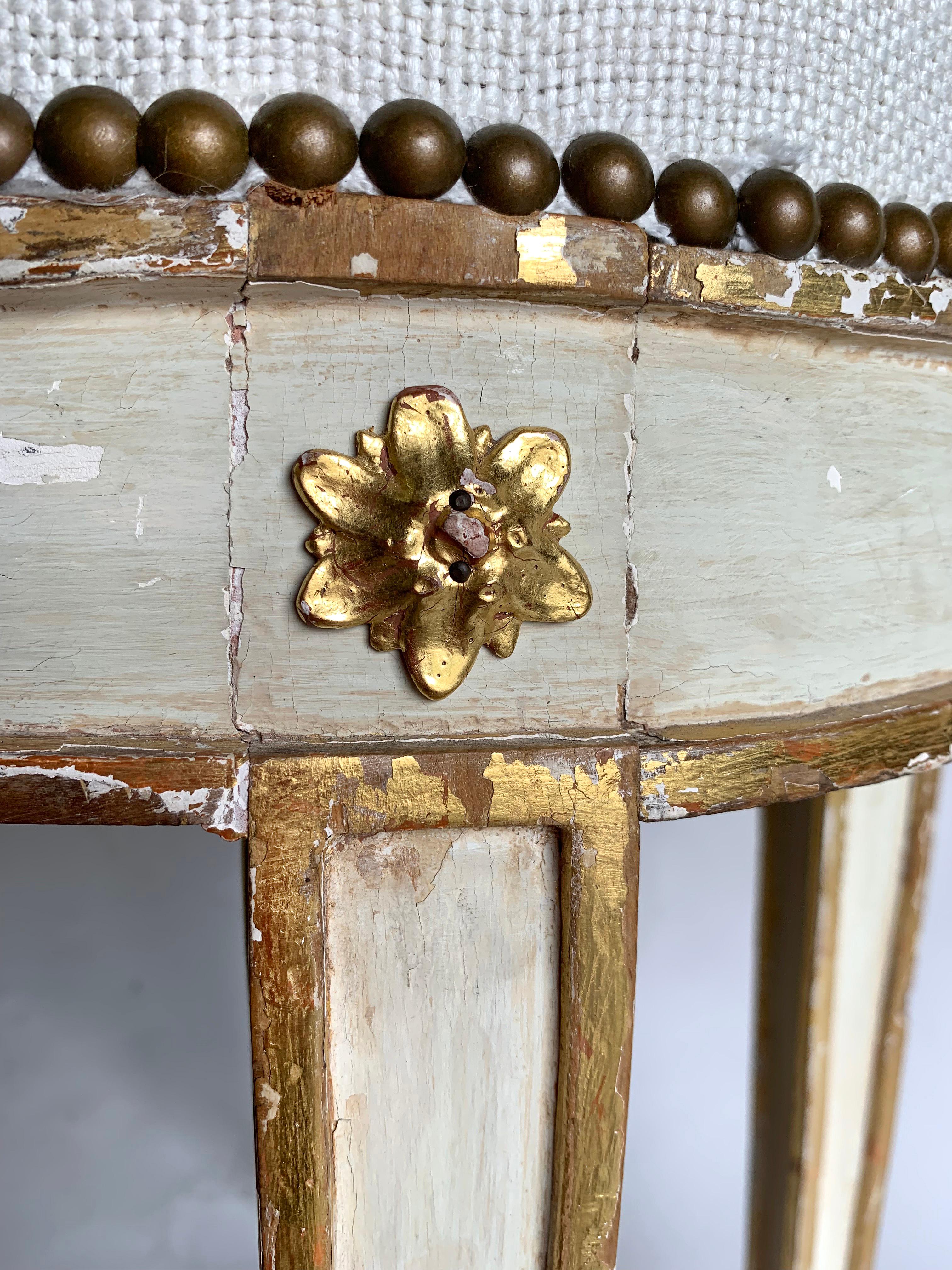 18th Century and Earlier 18th Century Pair of Swedish Painted and Gilt Tabouret Stools