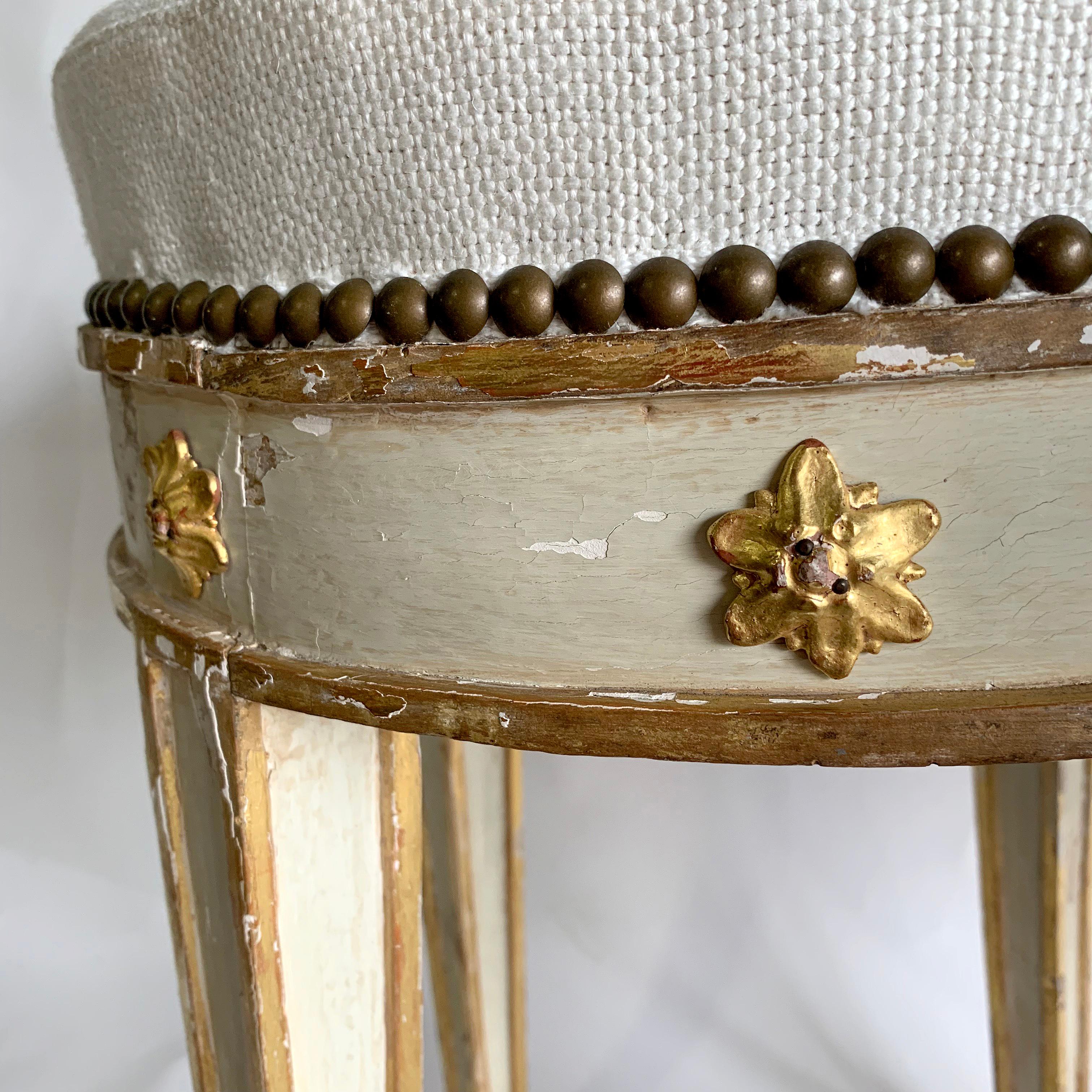 18th Century Pair of Swedish Painted and Gilt Tabouret Stools 2
