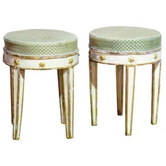 18th Century Pair of Swedish Painted and Gilt Tabouret Stools
