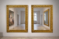18th Century, Pair of Tuscany Baroque Giltwood Mirrors