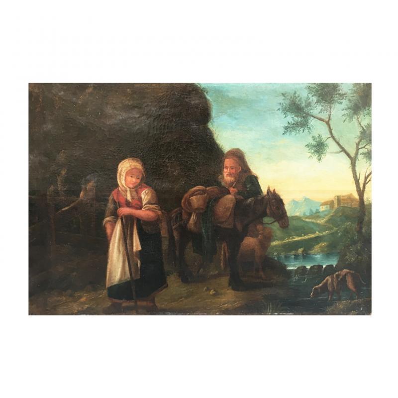 Painted 18th Century Pair of Two Oil on Canvas Venetian Paintings Depicting Landscapes For Sale
