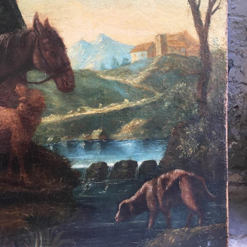 18th Century Pair of Two Oil on Canvas Venetian Paintings Depicting Landscapes For Sale 1