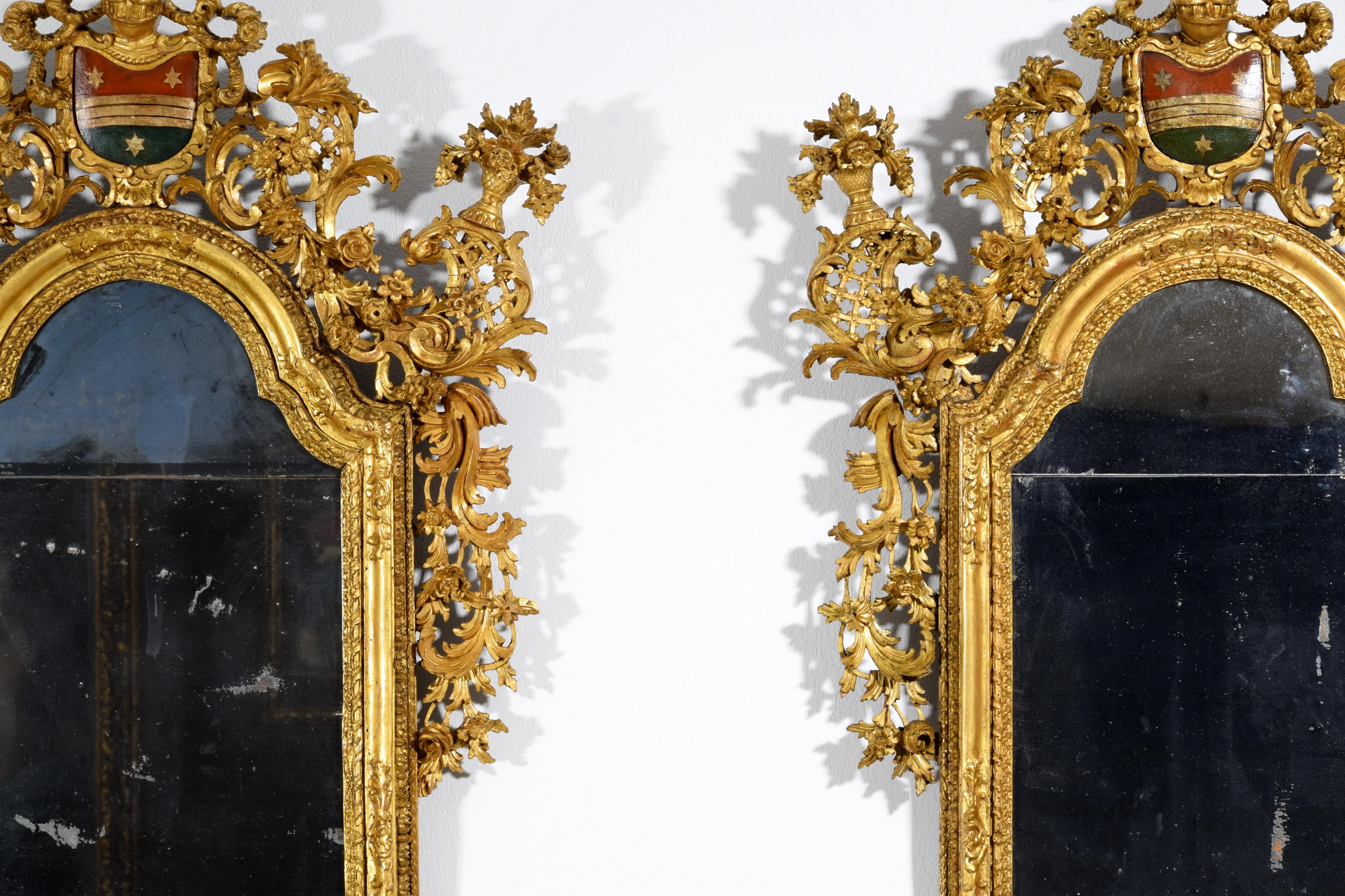 18. Jahrhundert, Paar venezianische Barock-Spiegel aus Gildeholz im Angebot 8