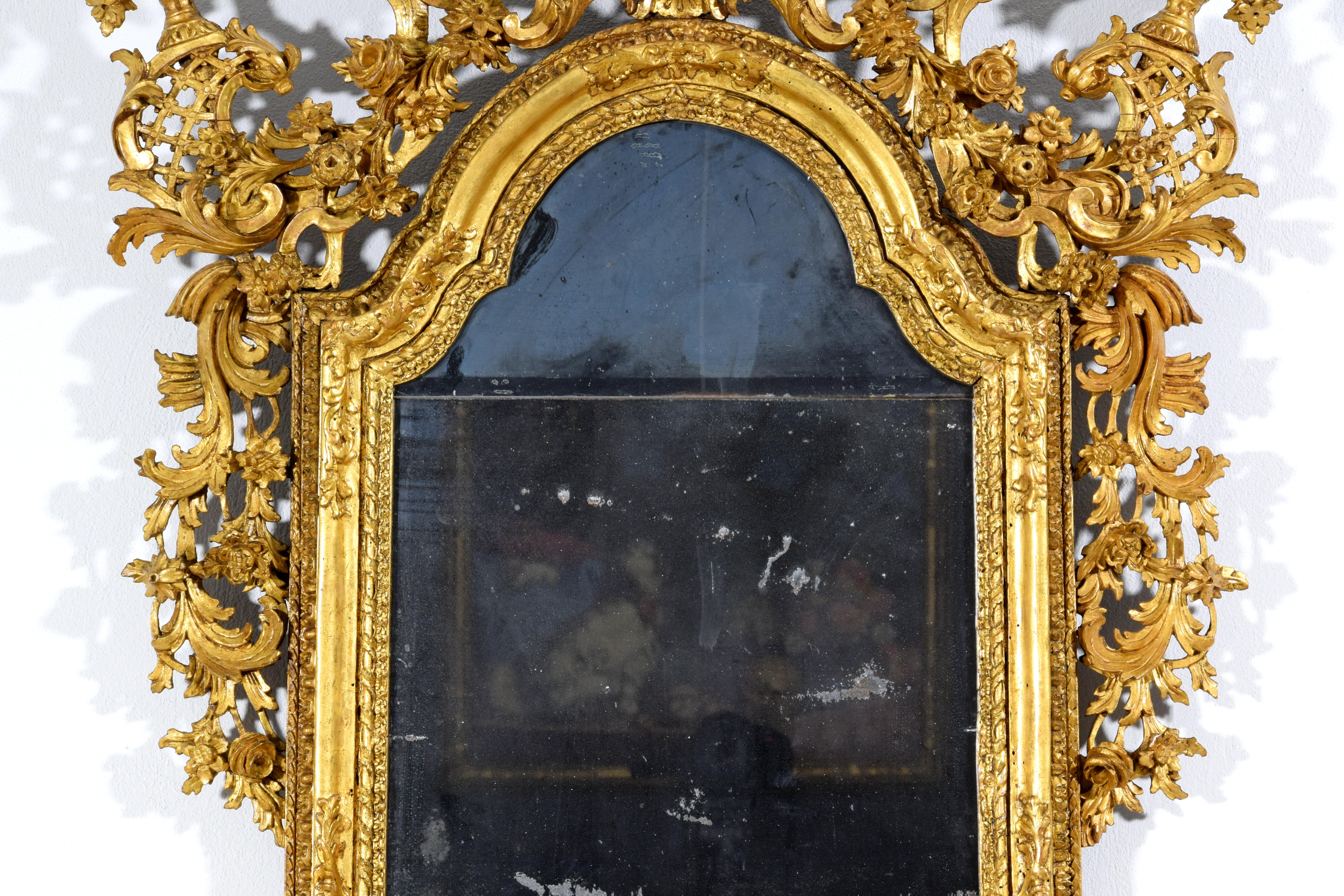18. Jahrhundert, Paar venezianische Barock-Spiegel aus Gildeholz im Angebot 11