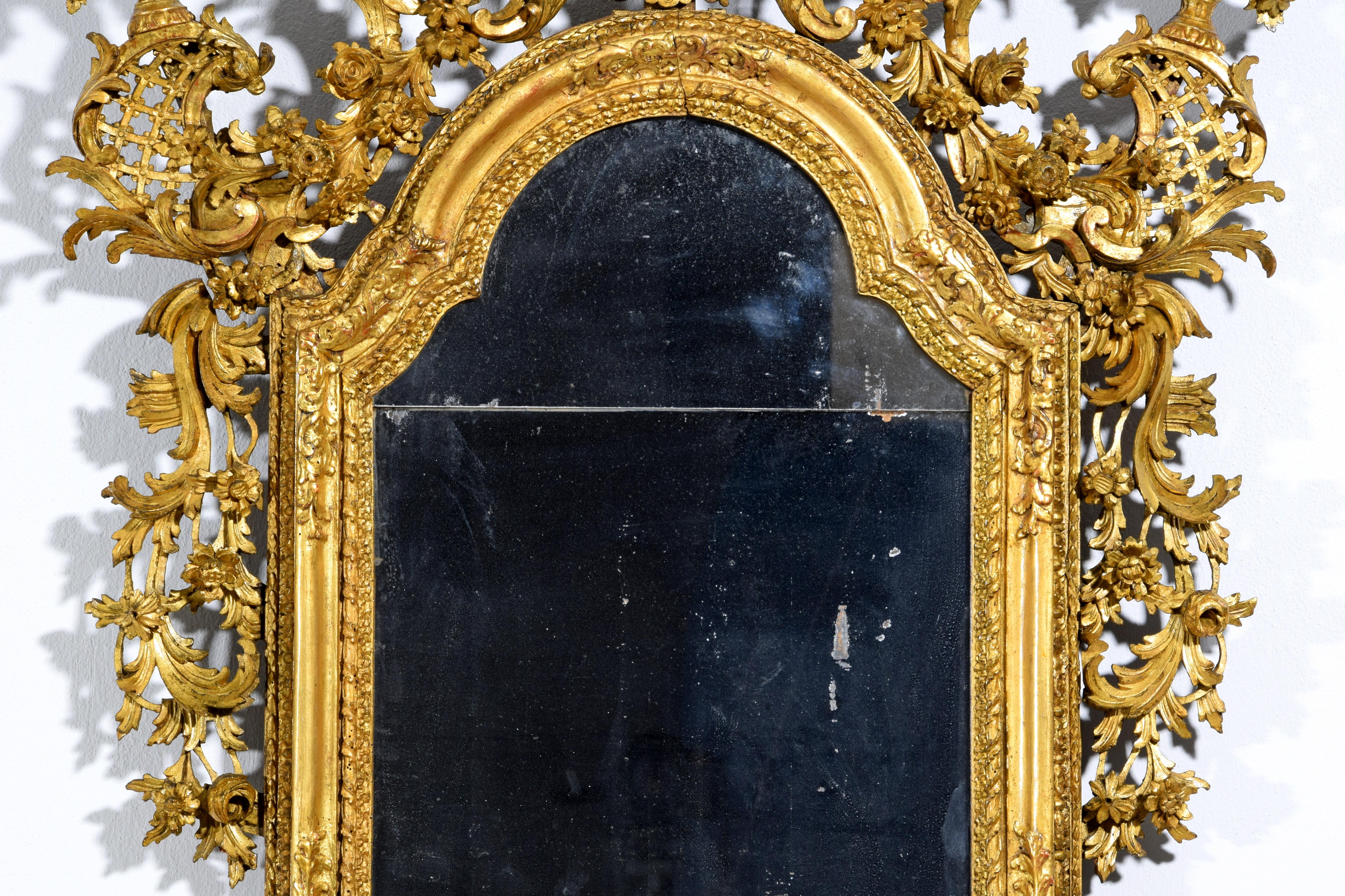 18. Jahrhundert, Paar venezianische Barock-Spiegel aus Gildeholz im Angebot 13