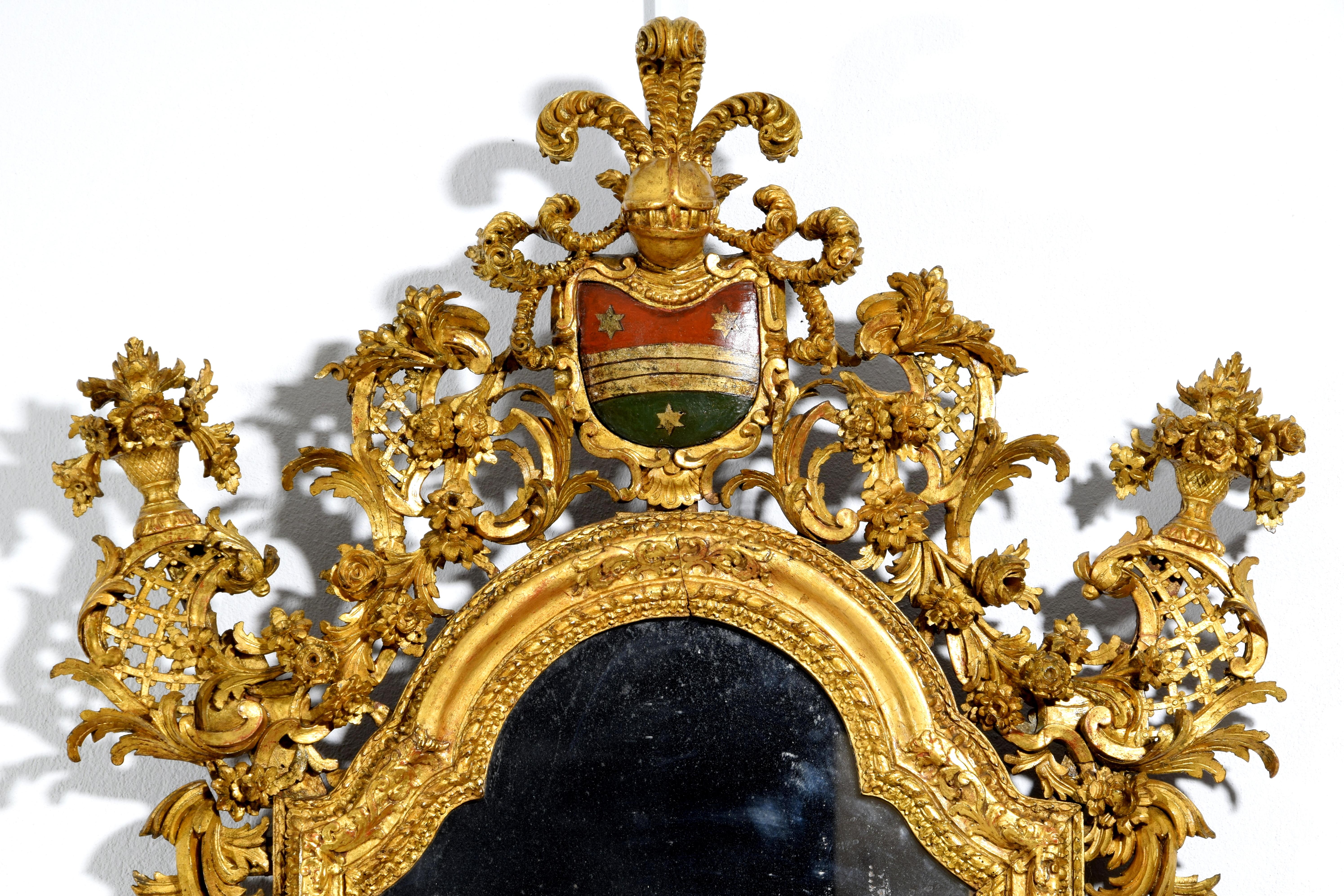 18. Jahrhundert, Paar venezianische Barock-Spiegel aus Gildeholz im Angebot 14