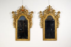 18th century, Pair of Venetian Baroque Giltwood Mirrors