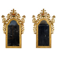 Siglo XVIII, Pareja de espejos barrocos venecianos de madera dorada