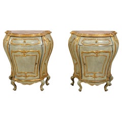 18th Century, Pair of Venetian Baroque Lacquered ang Gilt Wood Cabinet