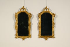 18th Century, Pair of Venetian Louis XV Carved and Gilt Wood Mirrors