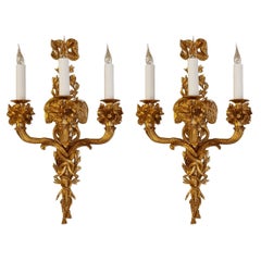 18th Century Pair of Wall lamp in Bronze 18K Gold from Delatour Lacarriere