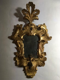 Italy 18th Century Pair of Sconces with Original Mercury Mirrors Louis XV Style