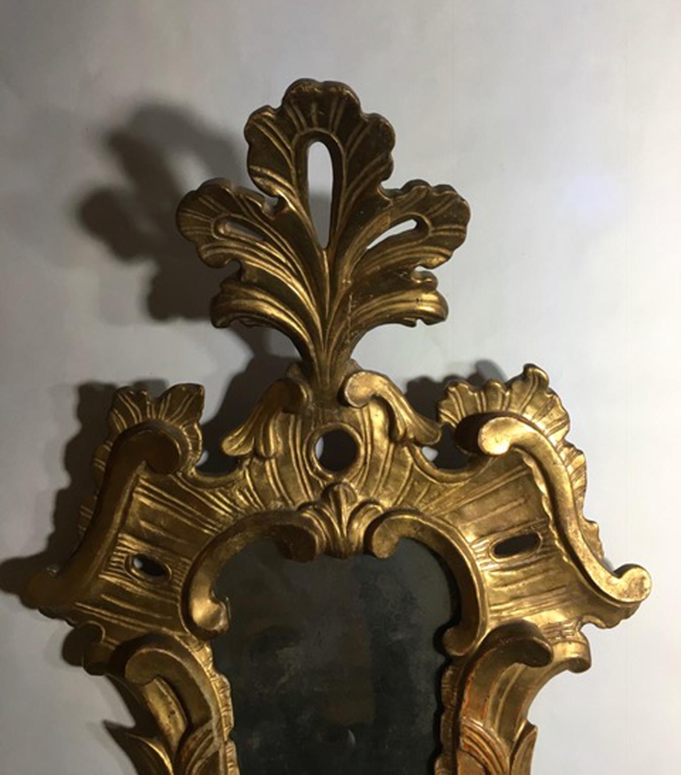 Italy 18th Century Pair of Sconces with Original Mercury Mirrors Louis XV Style 2