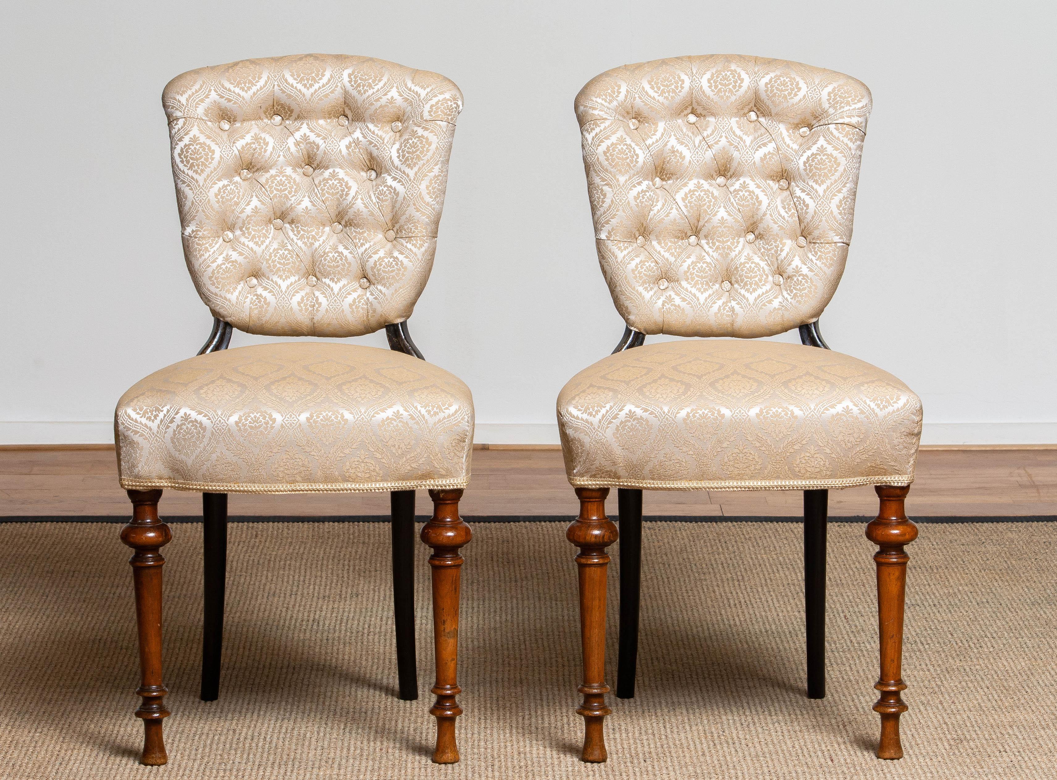 18th Century Pair Swedish Two Tone Neoclassical 'restored' Club Side Chairs 8