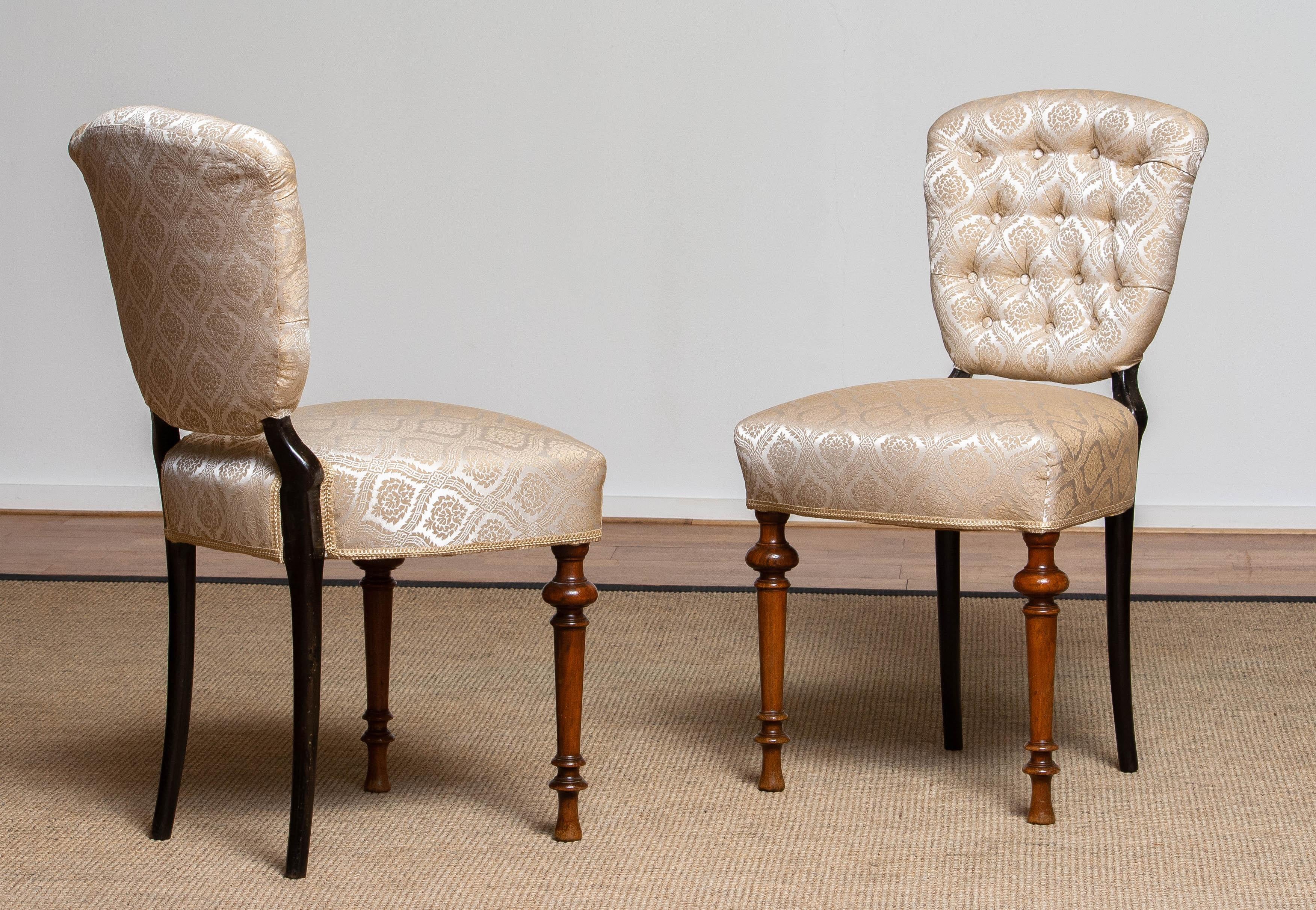 18th Century Pair Swedish Two Tone Neoclassical 'restored' Club Side Chairs 2