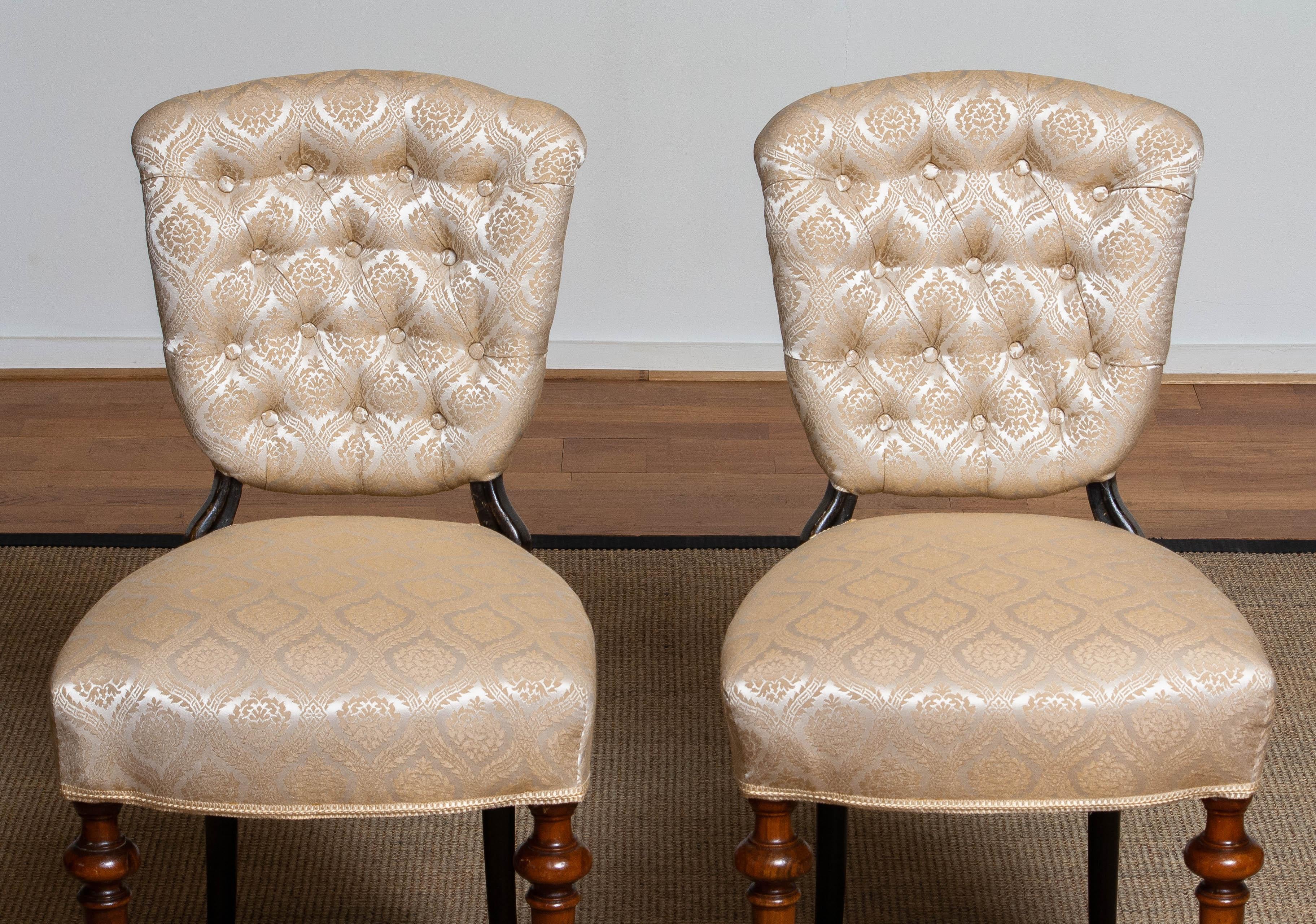 18th Century Pair Swedish Two Tone Neoclassical 'Restored' Club Side Chairs For Sale 2