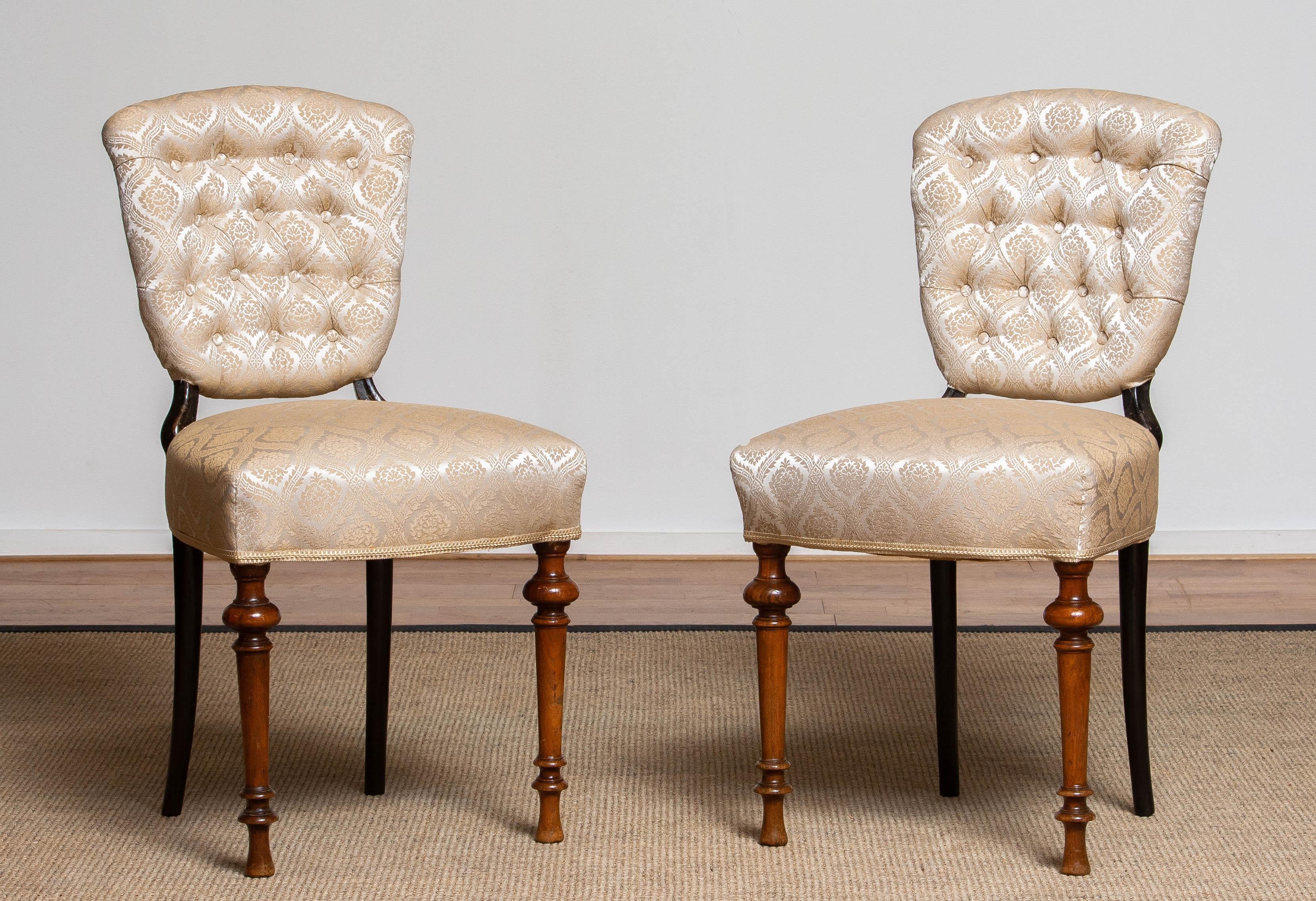 18th Century Pair Swedish Two Tone Neoclassical 'restored' Club Side Chairs 3