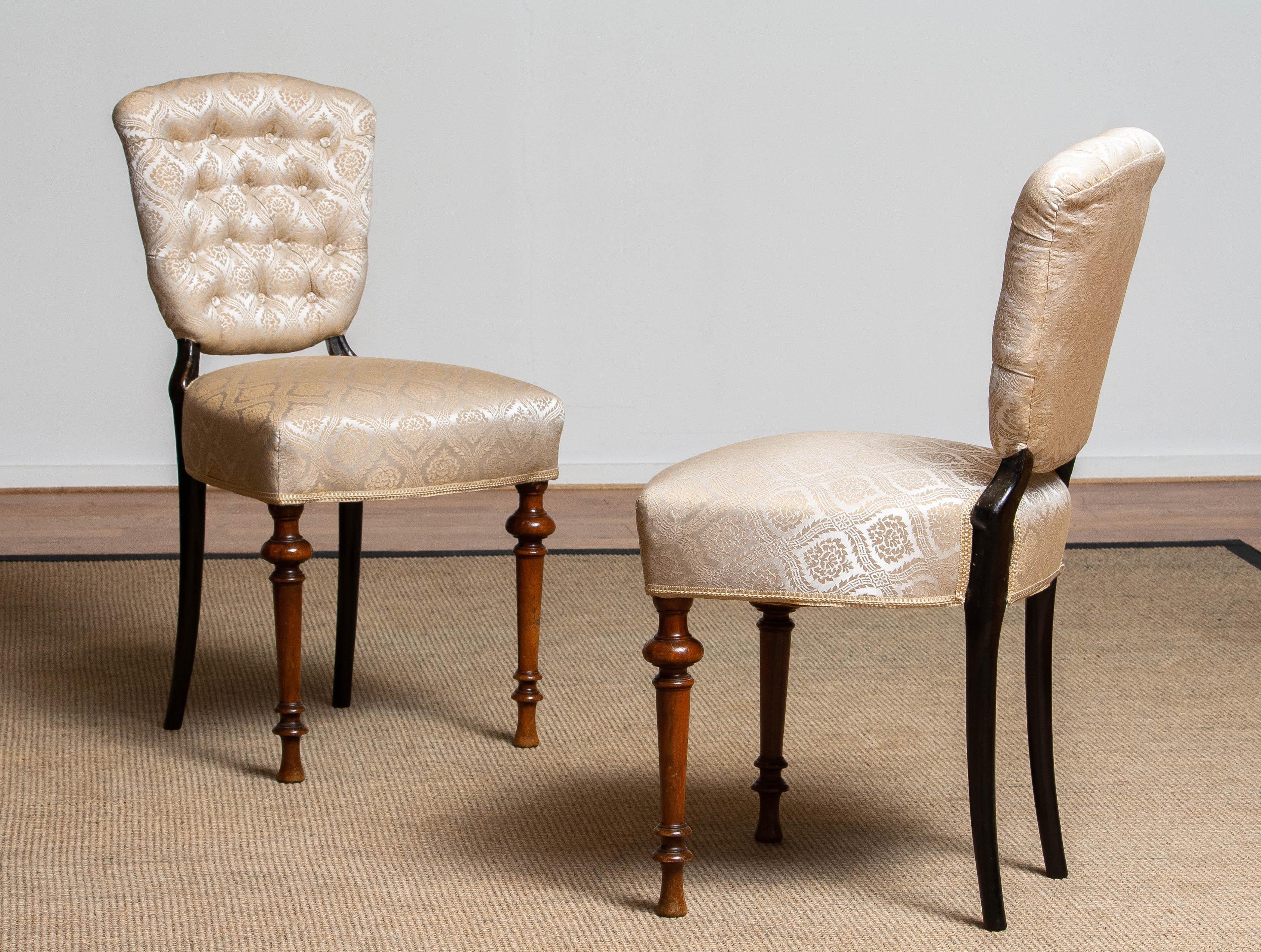 18th Century Pair Swedish Two Tone Neoclassical 'restored' Club Side Chairs 5