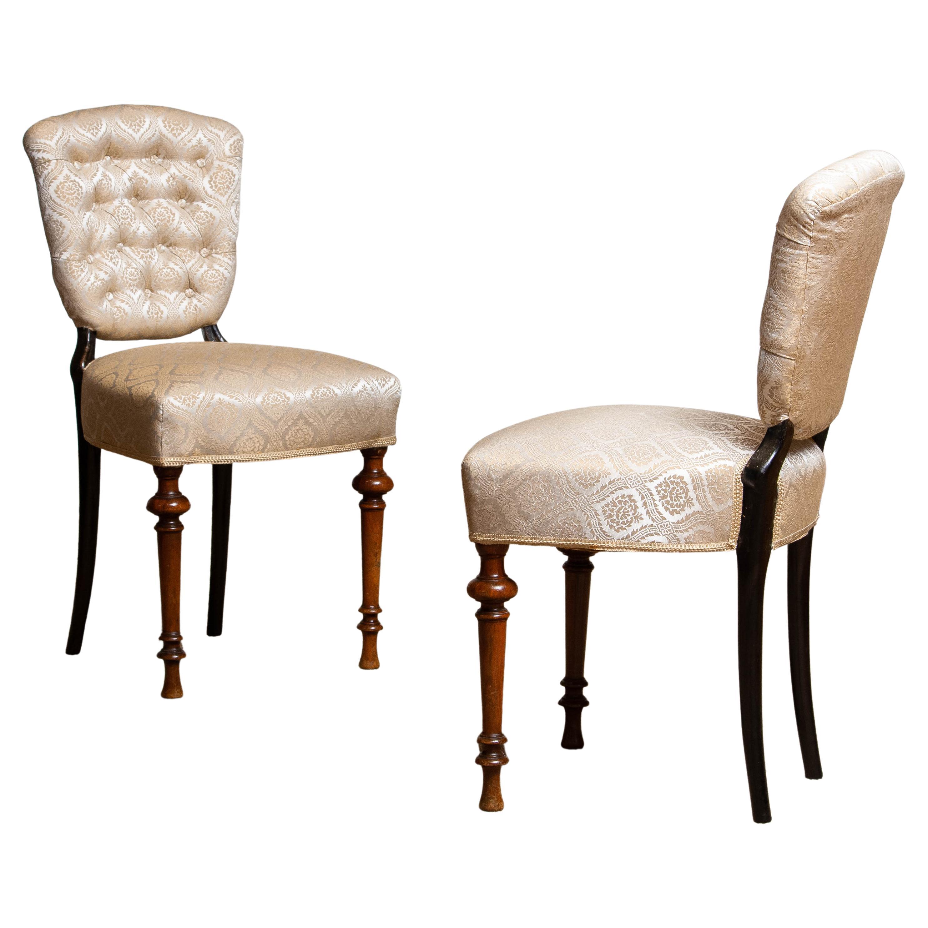 18th Century Pair Swedish Two Tone Neoclassical 'Restored' Club Side Chairs For Sale