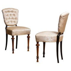 18th Century Pair Swedish Two Tone Neoclassical 'Restored' Club Side Chairs
