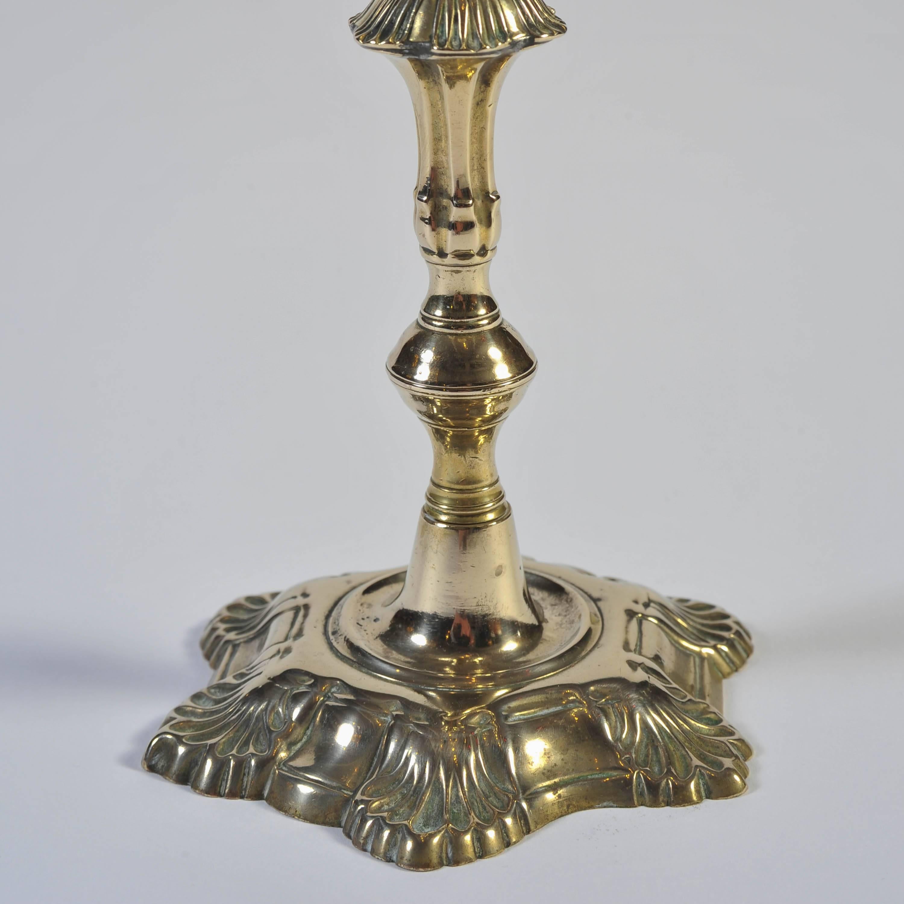 Cast 18th Century Paktong Candlestick, George II Period, Georgian Style For Sale