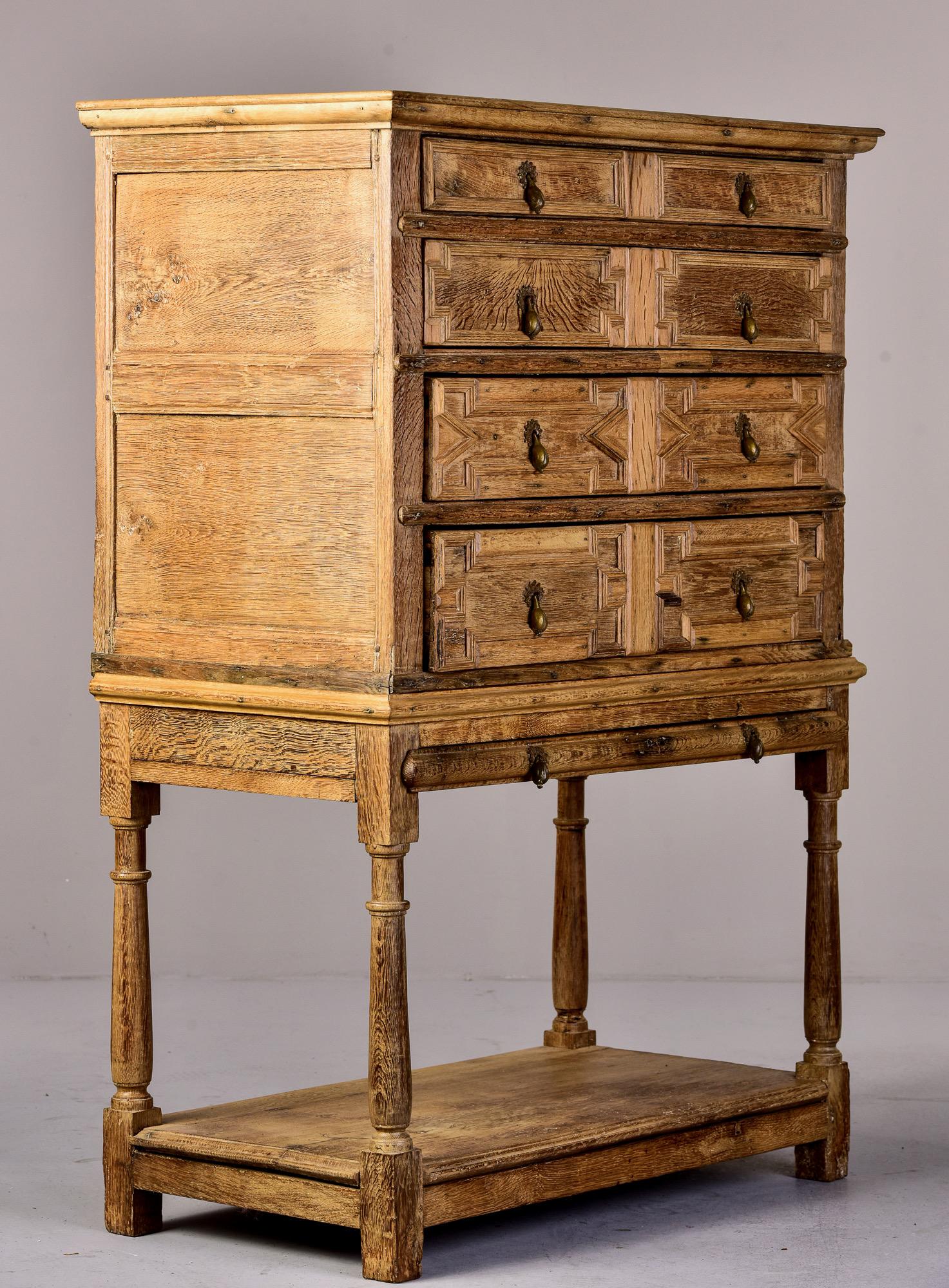18th Century Pale Oak English Chest of Drawers on Stand For Sale 2