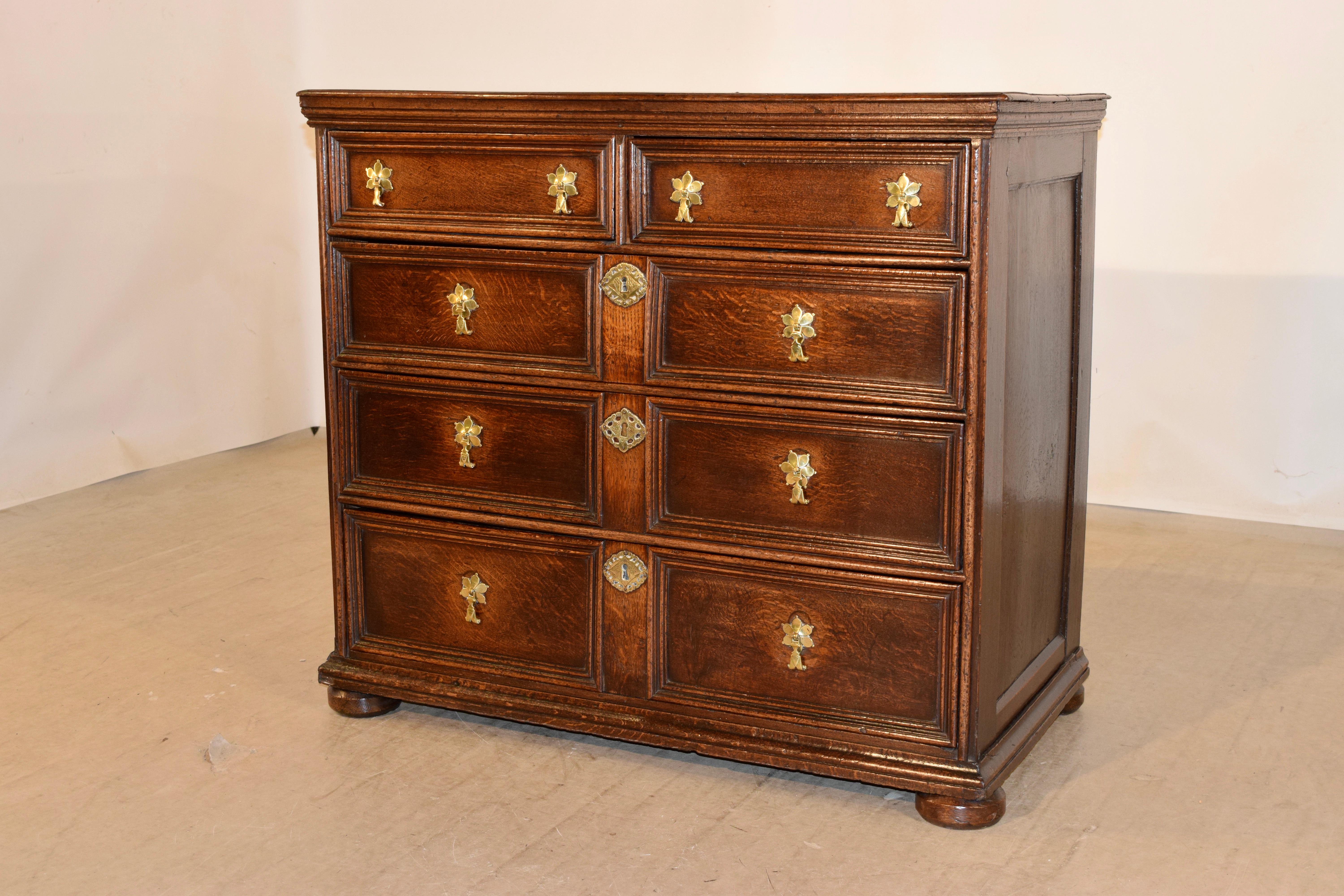 English 18th Century Paneled Chest of Drawers For Sale