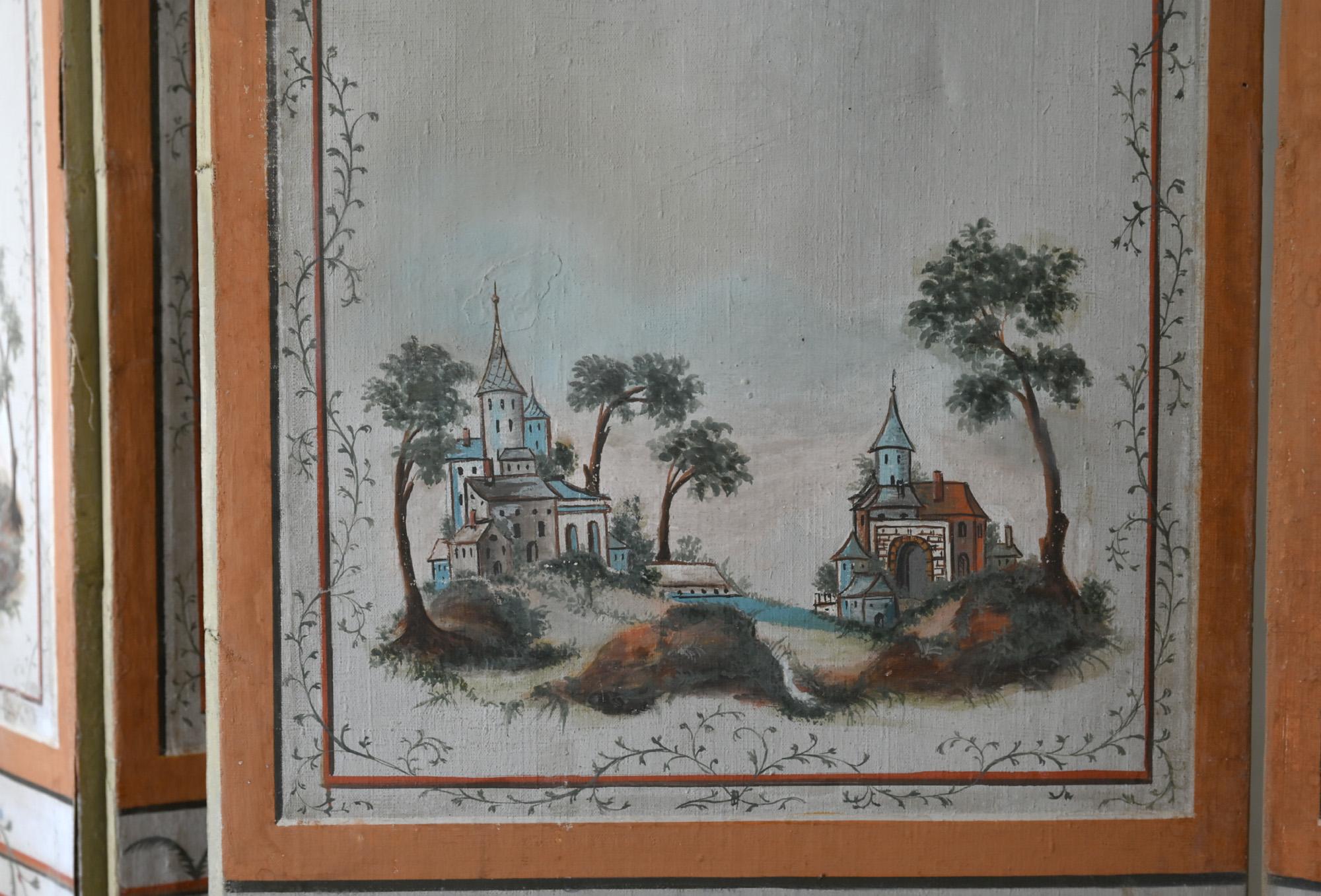 18th Century Paravent Screen France 1770 Original Painting In Good Condition For Sale In Epfach, DE