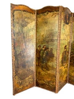 18th Century Paravento with Old Masters Style Panoramic View of Genova Harbor