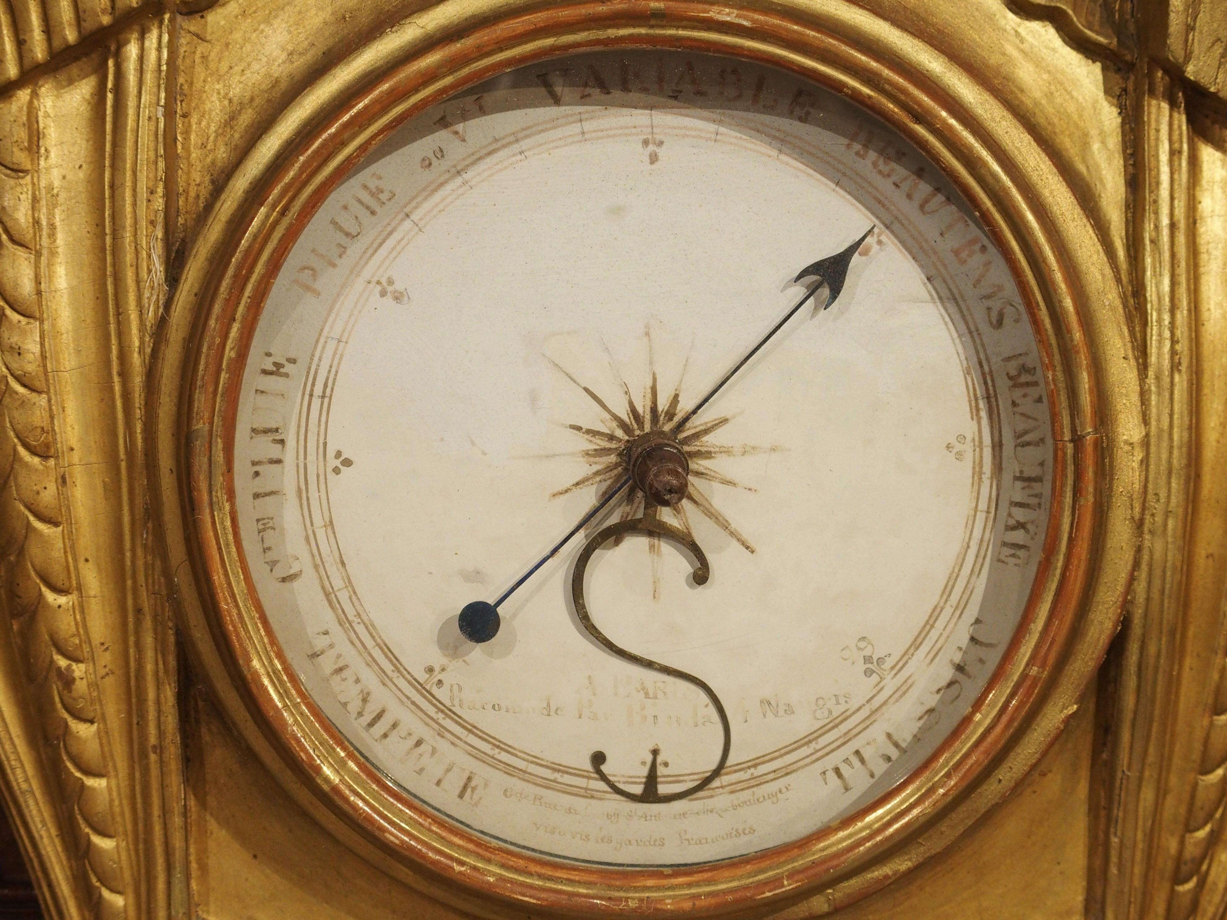 18th Century Parisian Giltwood Barometer Thermometer In Good Condition For Sale In Dallas, TX