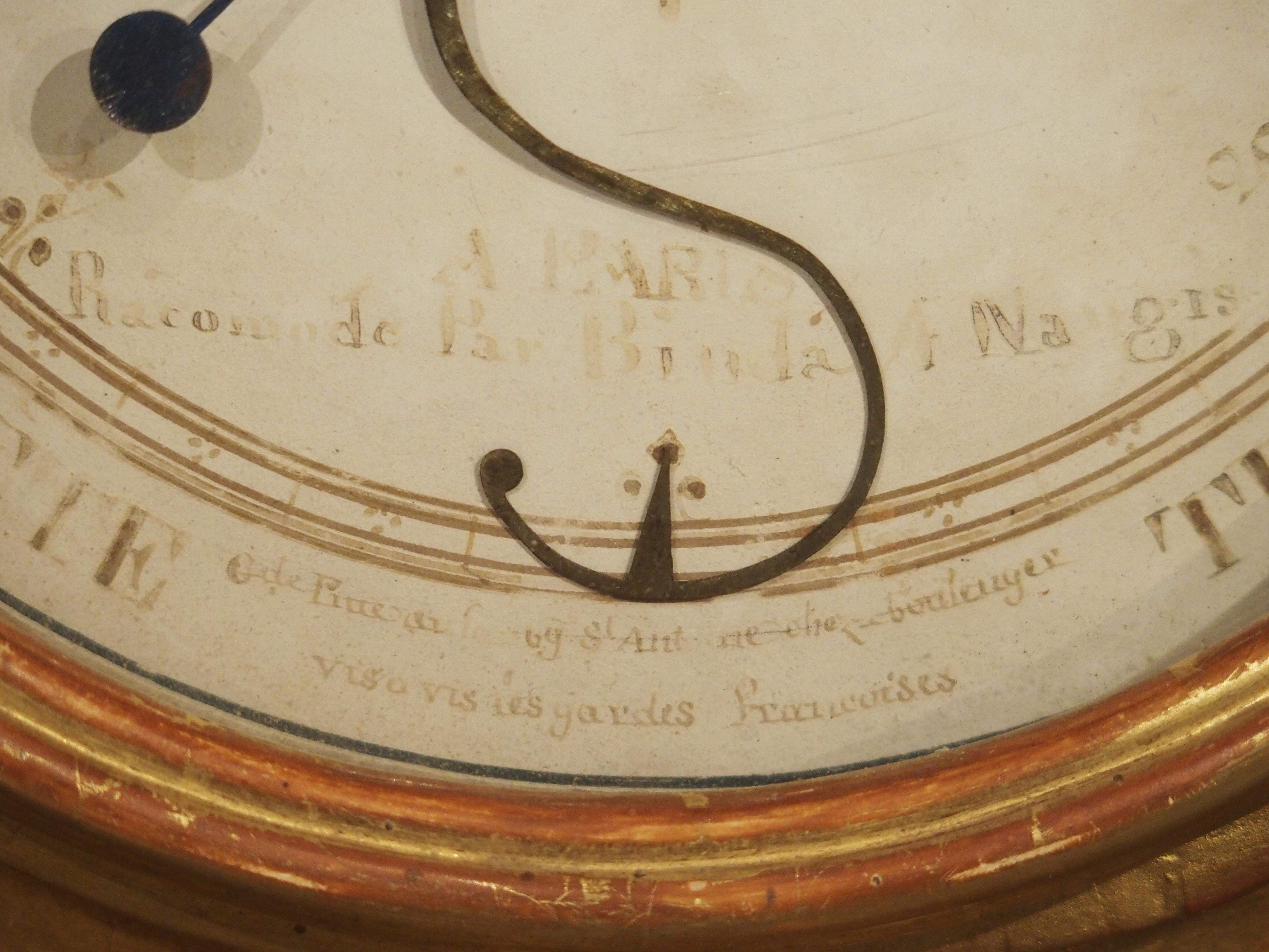 Pariser Barometer Thermometer aus vergoldetem Holz aus dem 18. Jahrhundert im Angebot 2