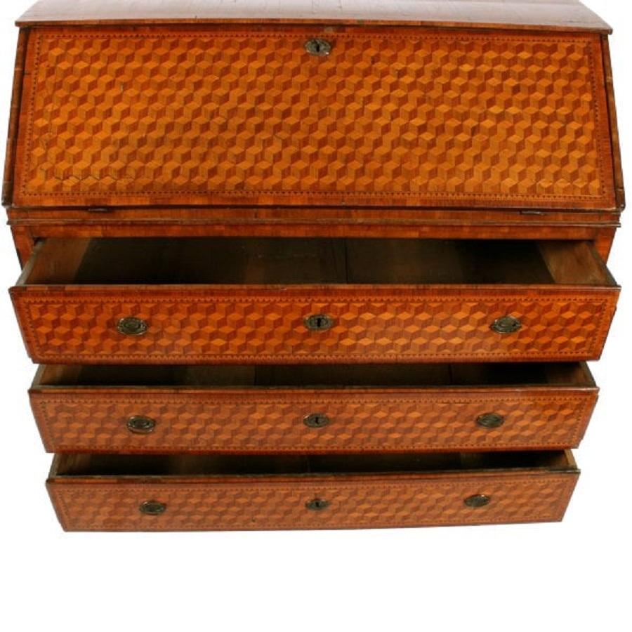 European 18th Century Parquetry Bureau For Sale