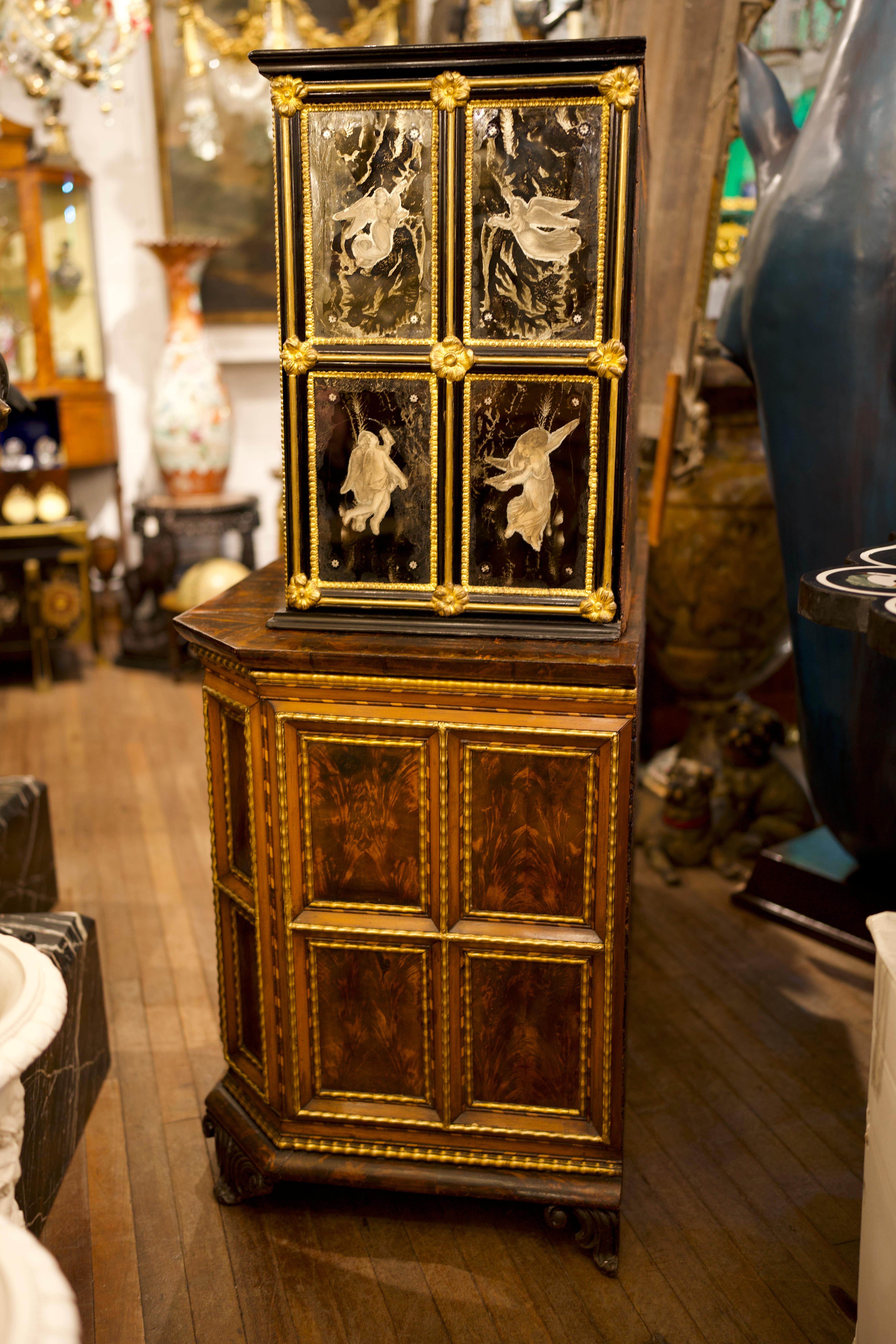 18th Century Parquetry Flemish Cabinet and Base For Sale 1