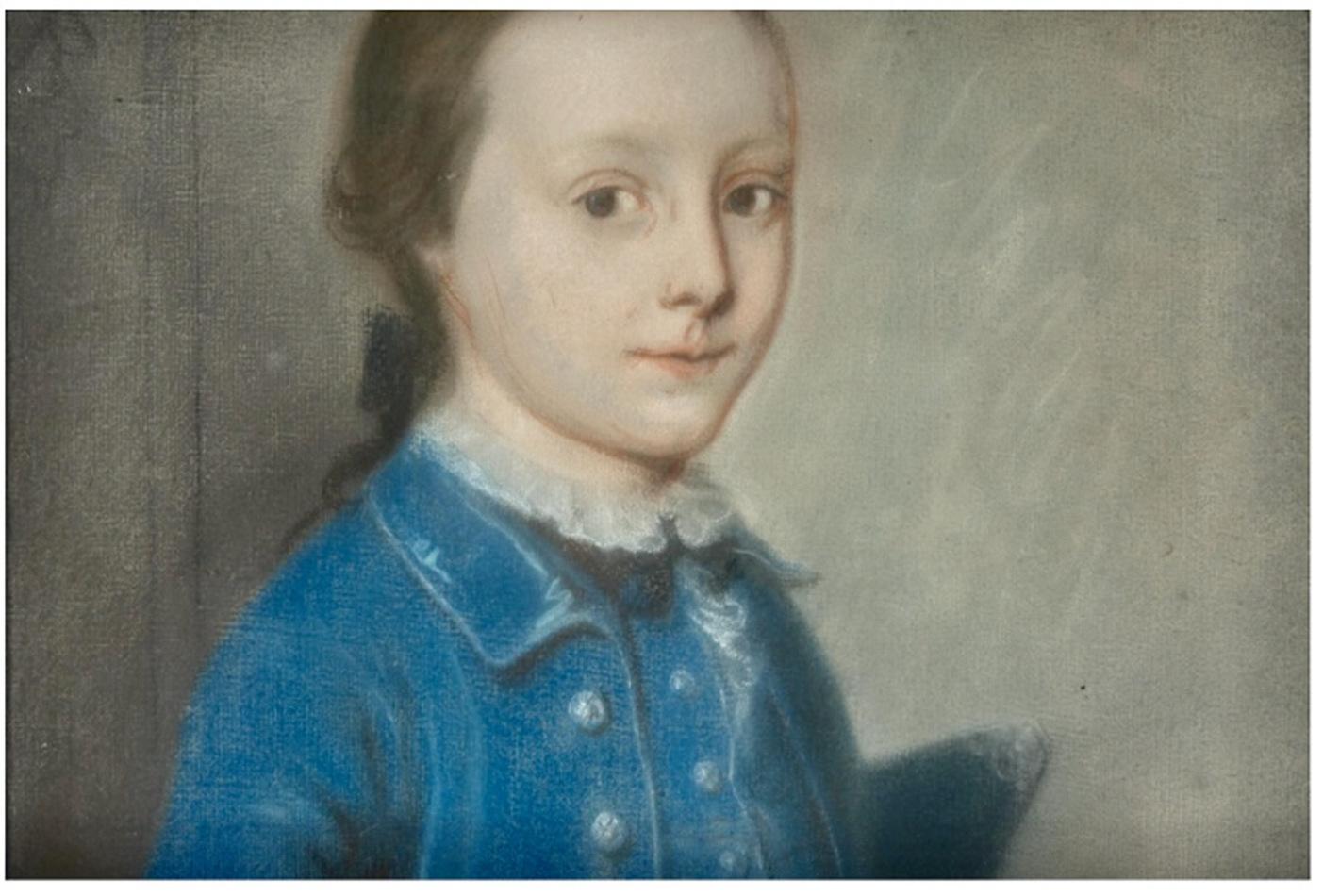 Pastel d'un jeune garçon du 18ème siècle Bon état - En vente à Pasadena, CA