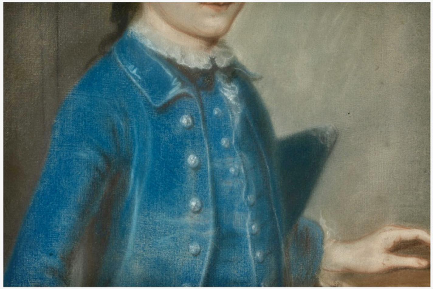 Wood 18th Century Pastel of a Young boy For Sale