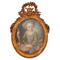 Antique 18th Century Pastel, Portrait of a Young Boy