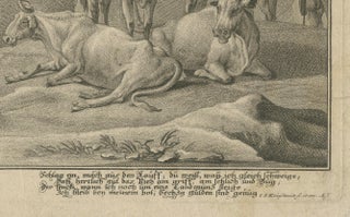 18th-Century Pastoral Engraving by Johann Jakob Kleinschmidt: Cattle and Figures, view 2