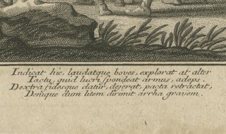 18th-Century Pastoral Engraving by Johann Jakob Kleinschmidt: Cattle and Figures, view 3