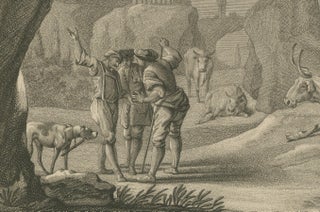 18th-Century Pastoral Engraving by Johann Jakob Kleinschmidt: Cattle and Figures, view 4