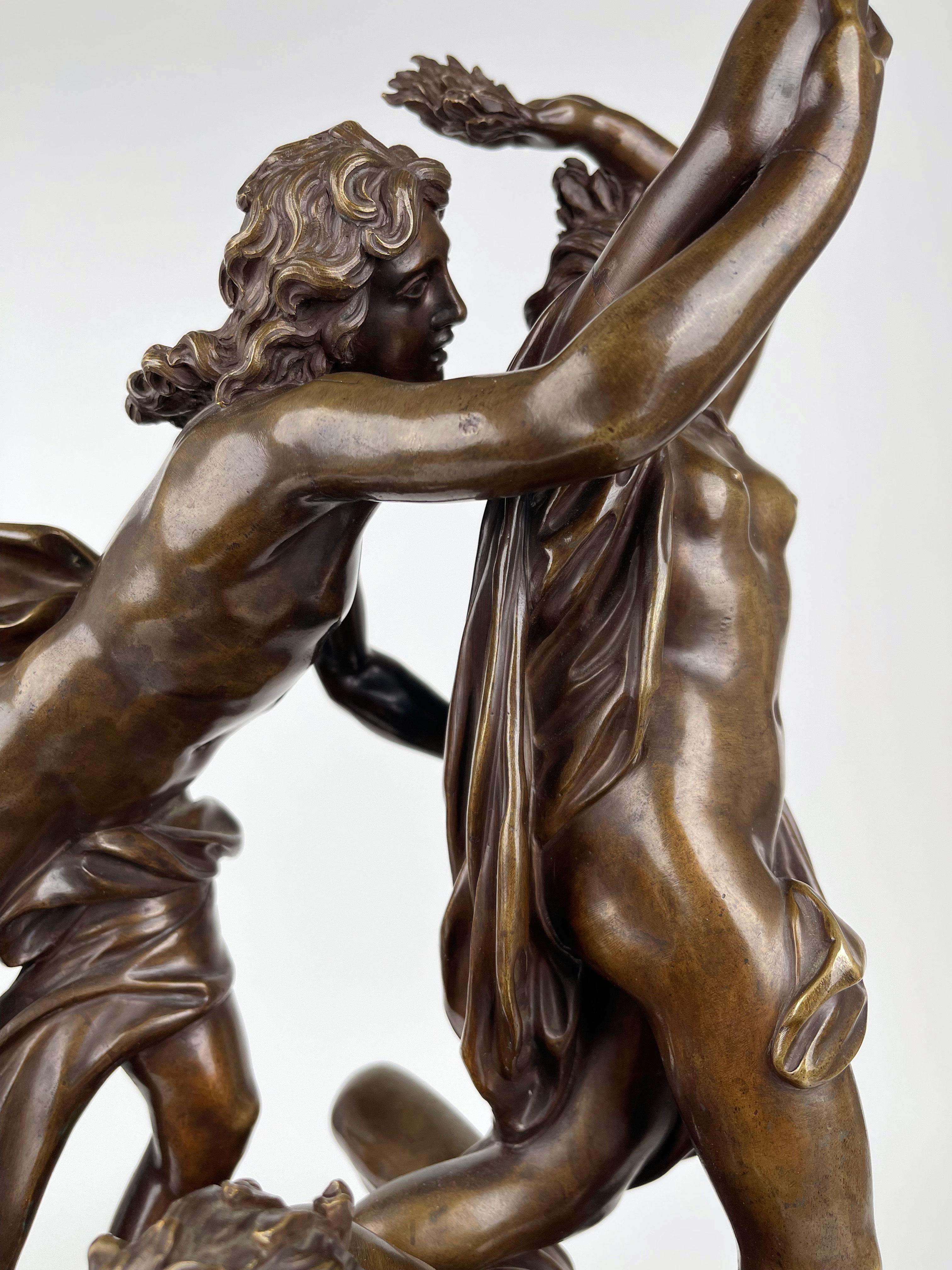 18th Century Patinated Bronze Group of Apollo & Daphne For Sale 2