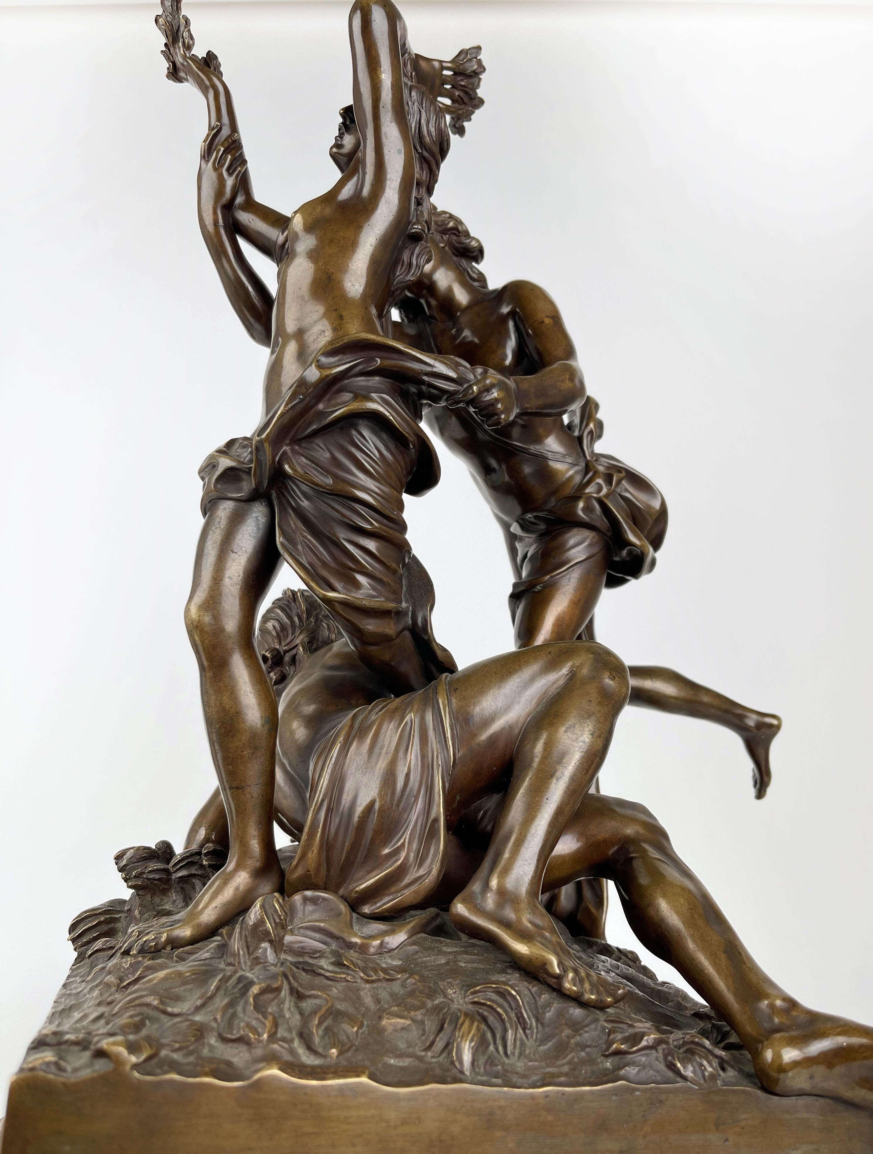 18th Century Patinated Bronze Group of Apollo & Daphne For Sale 5