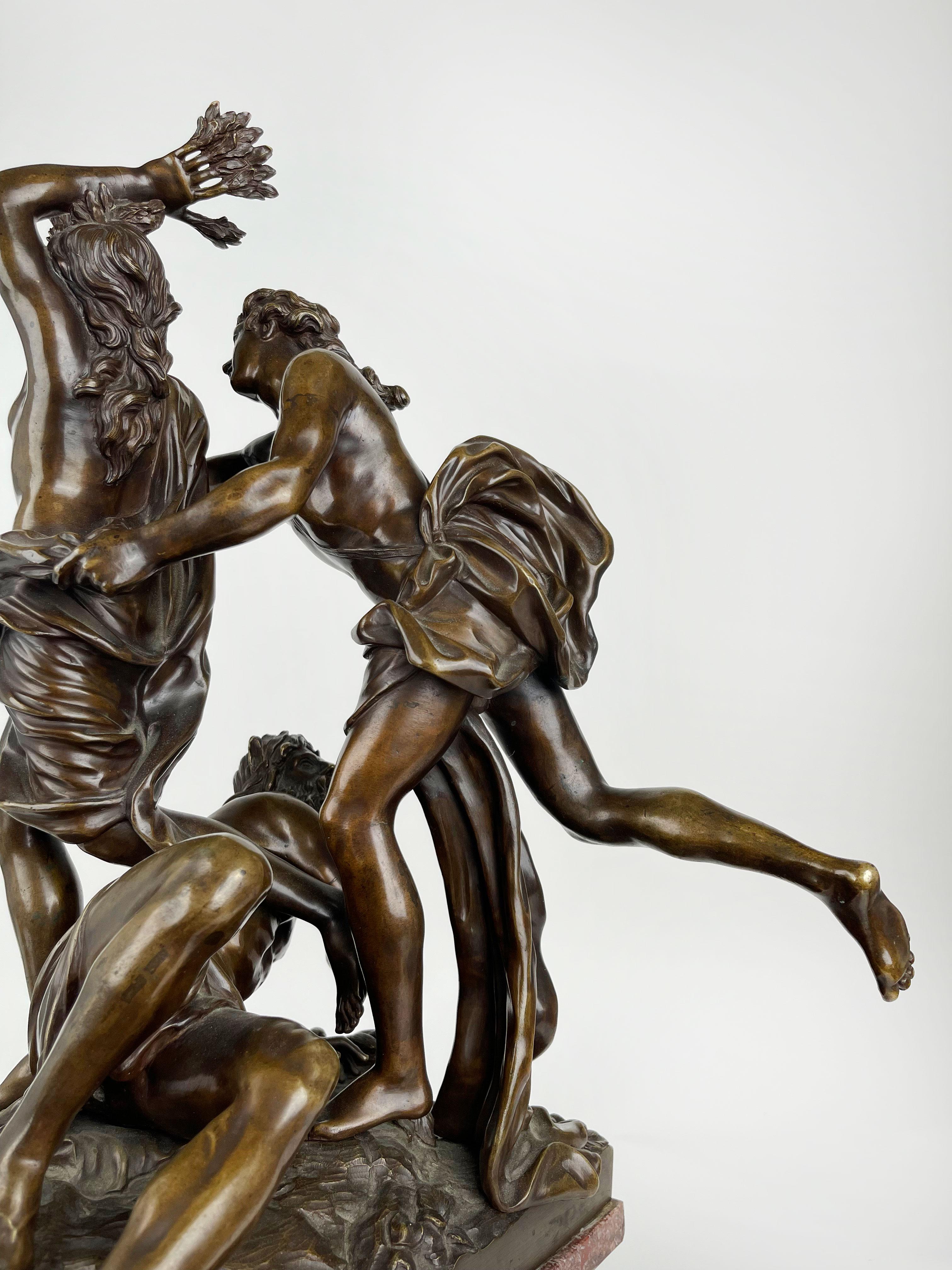 18th Century Patinated Bronze Group of Apollo & Daphne For Sale 6