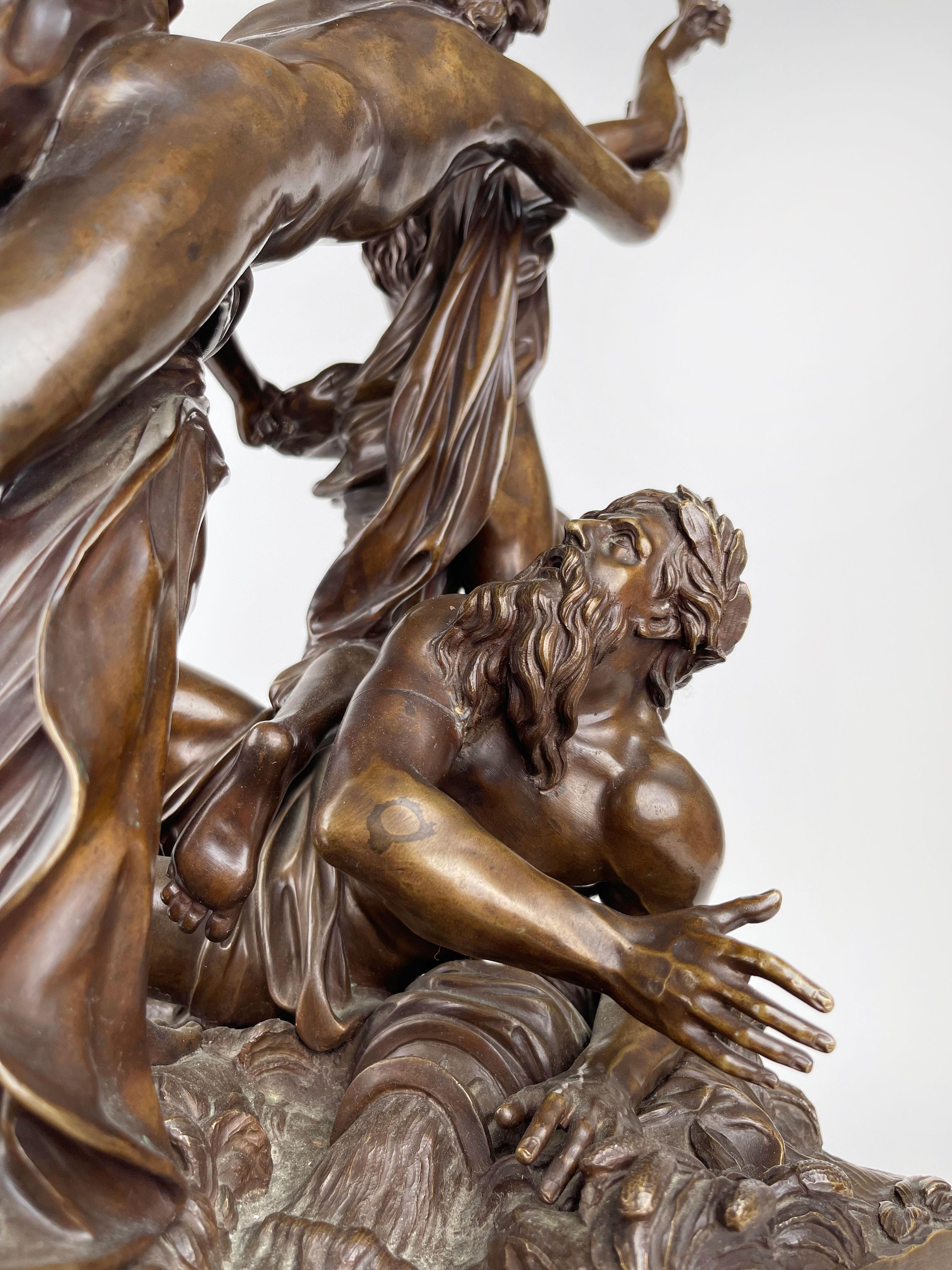 18th Century Patinated Bronze Group of Apollo & Daphne For Sale 7