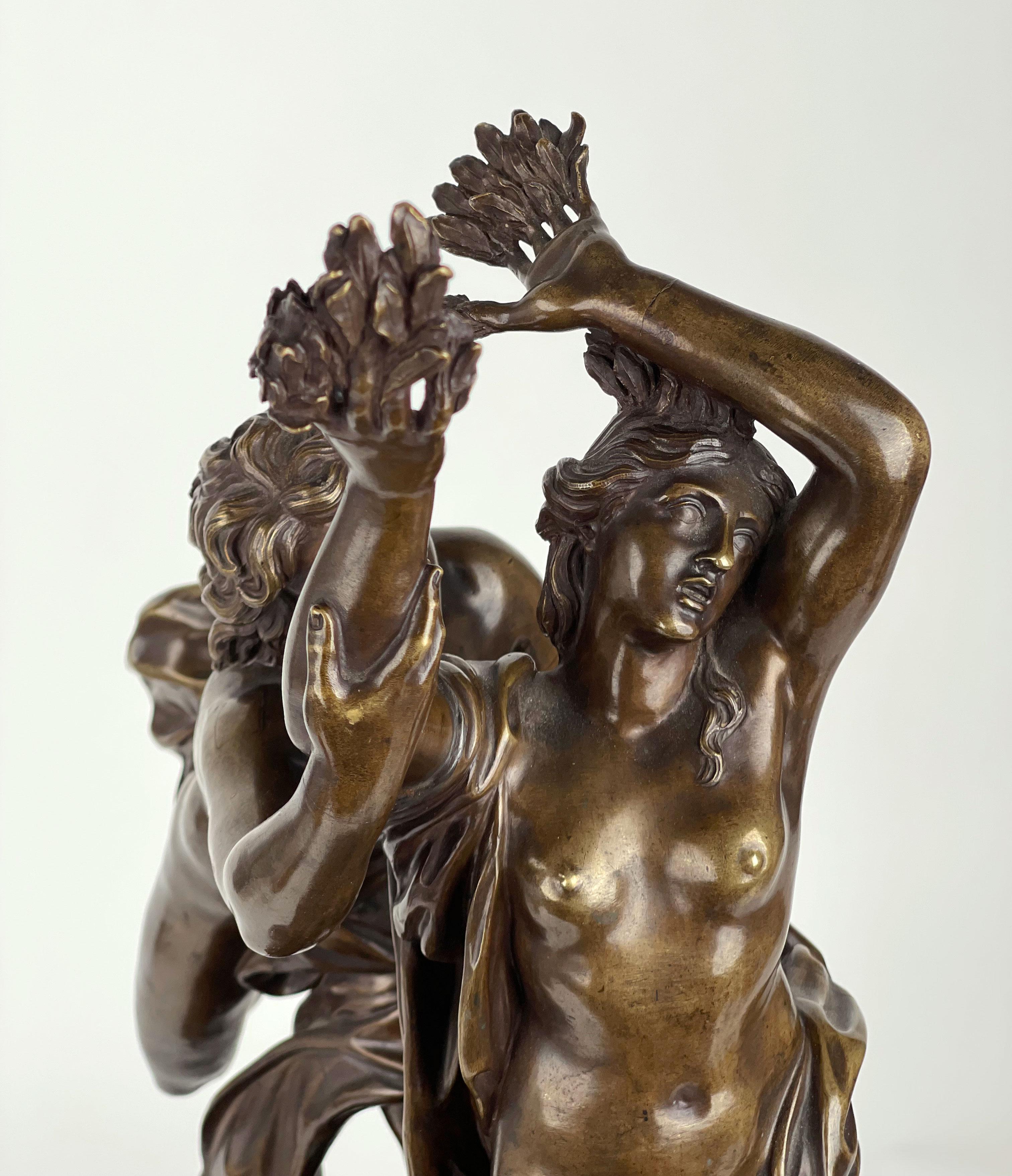 18th Century Patinated Bronze Group of Apollo & Daphne For Sale 10