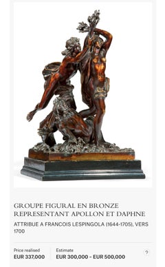 Patinierte Bronzegruppe von Apollo und Daphne aus dem 18. Jahrhundert