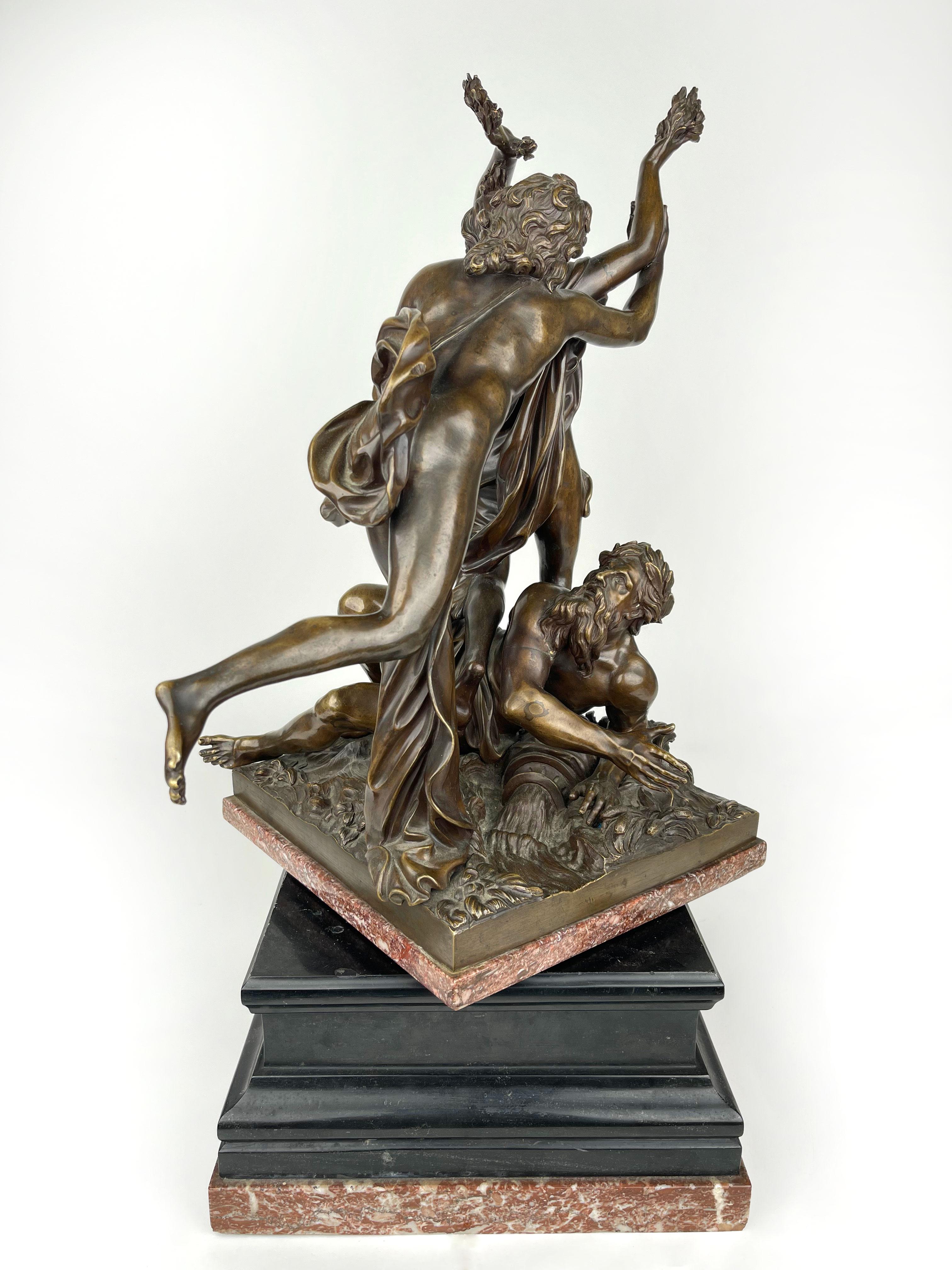 Cast 18th Century Patinated Bronze Group of Apollo & Daphne For Sale