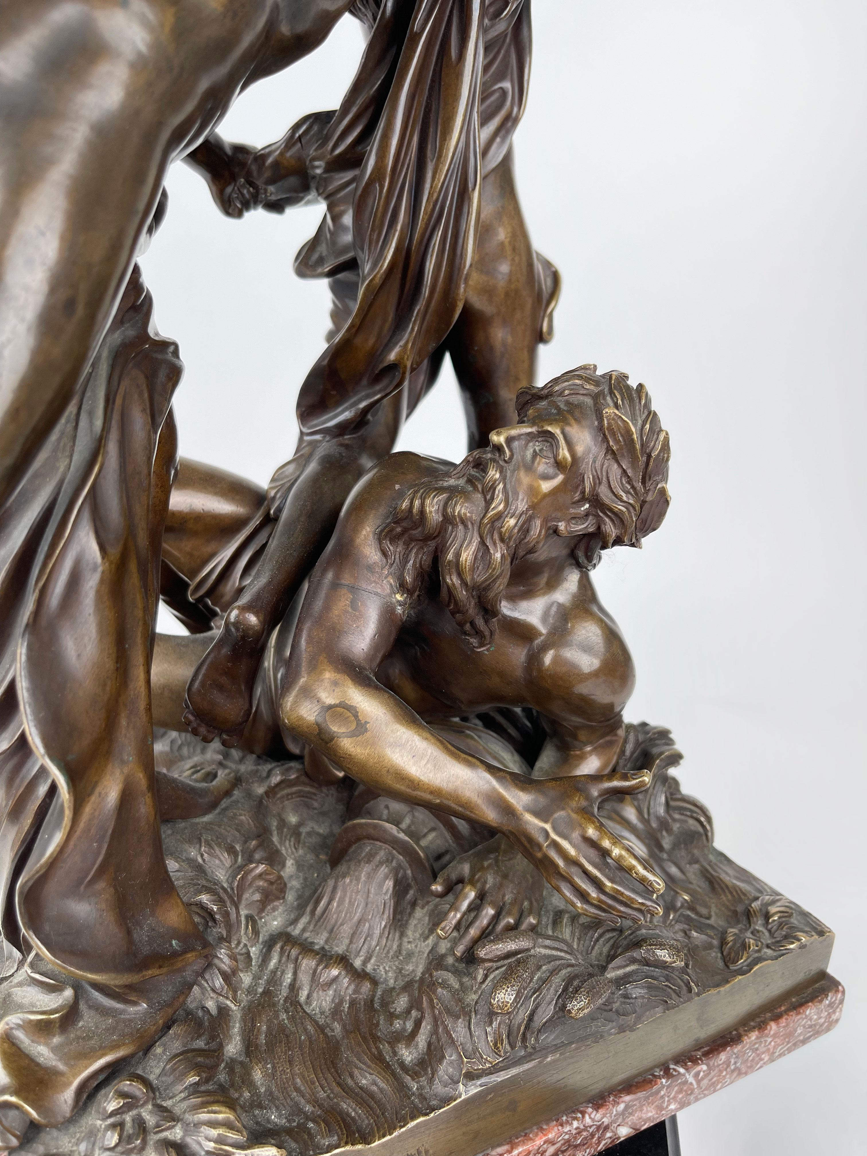 18th Century Patinated Bronze Group of Apollo & Daphne In Good Condition For Sale In Pasadena, CA