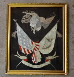 18th Century Patriotic Embroidery of American and Irish Flags